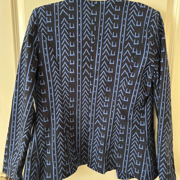 NWOT Farjana Women's African Print Stretch Woven Blazer (Blue Navy/Black) Medium - Picture 8 of 8